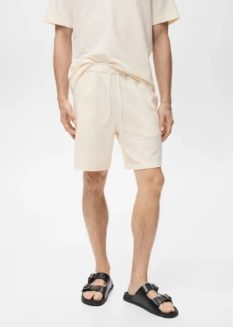 Bermudashorts aus Baumwoll-Seersucker mit Kordelzug