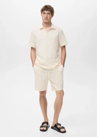 Bermudashorts aus Baumwoll-Seersucker mit Kordelzug