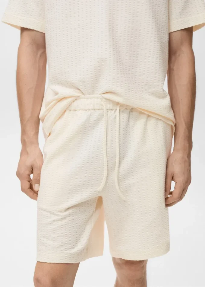 Bermudashorts aus Baumwoll-Seersucker mit Kordelzug