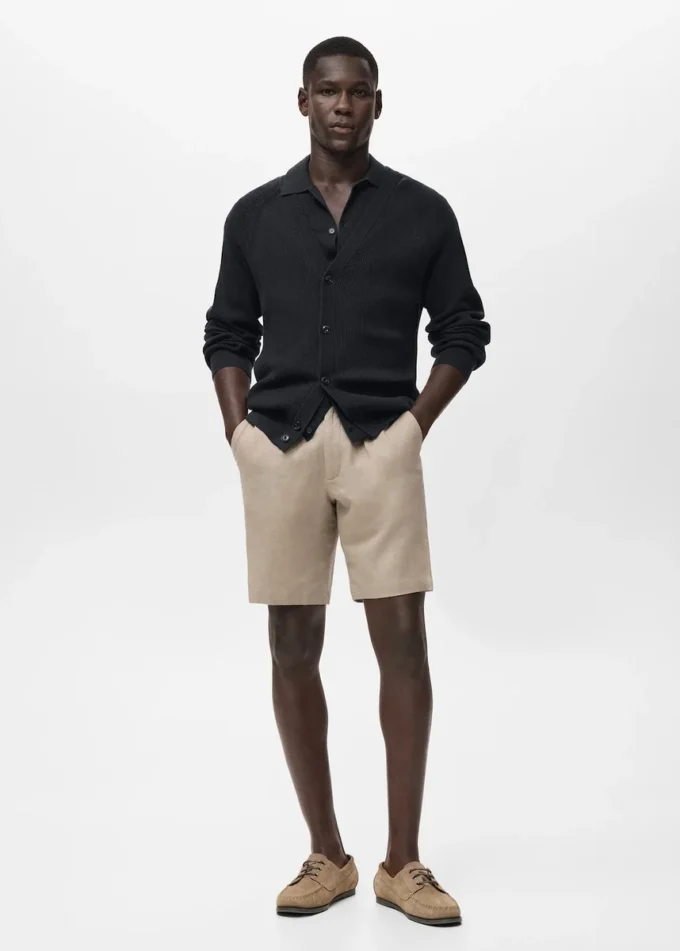 Bermudashorts aus Leinen-Baumwollmischung