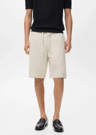 Bermudashorts aus Leinenmischgewebe mit Kordelzug