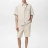 Bermudashorts aus Leinenmischgewebe mit Kordelzug