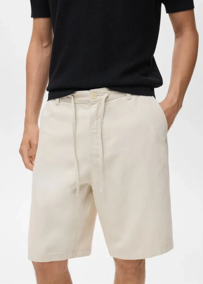 Bermudashorts aus Leinenmischgewebe mit Kordelzug