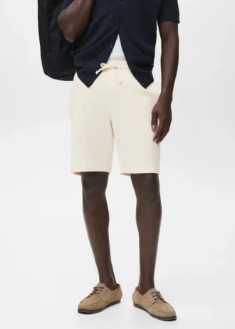 Bermudashorts aus strukturierter Baumwolle mit Kordelzug
