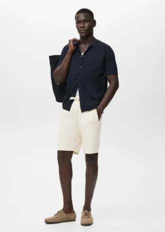 Bermudashorts aus strukturierter Baumwolle mit Kordelzug