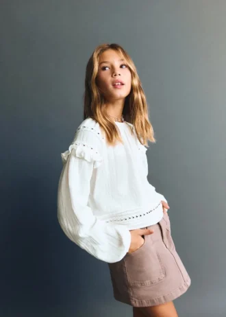 Bestickte Baumwollbluse
