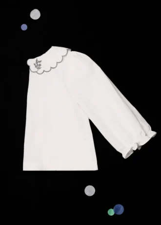 Bestickte Bluse mit Babydoll-Kragen
