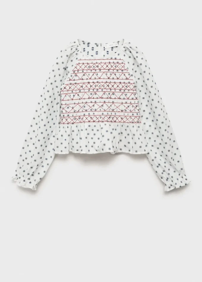Bestickte Bluse mit Print Bestickte Bluse mit Print