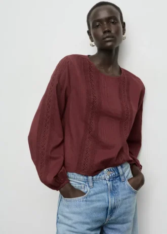 Bestickte Bluse mit Puffärmeln