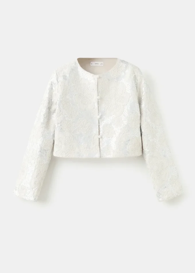 Bestickte Leinenjacke mit Pailletten Bestickte Leinenjacke mit Pailletten