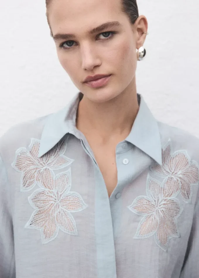 Bestickte Lyocell-Bluse Bestickte Lyocell-Bluse