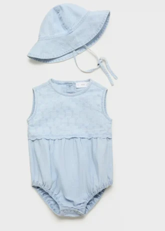 Bestickter Denim-Strampler