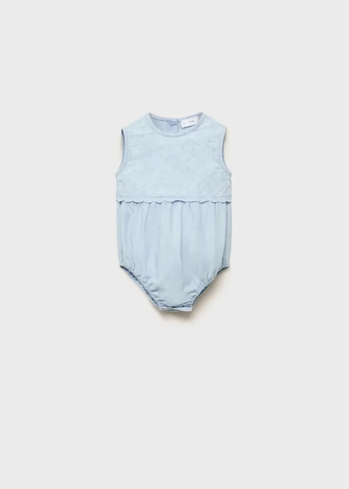 Bestickter Denim-Strampler Bestickter Denim-Strampler