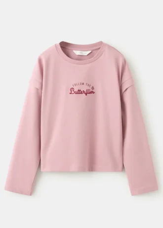 Besticktes bedrucktes T-Shirt