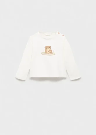 Besticktes bedrucktes T-Shirt