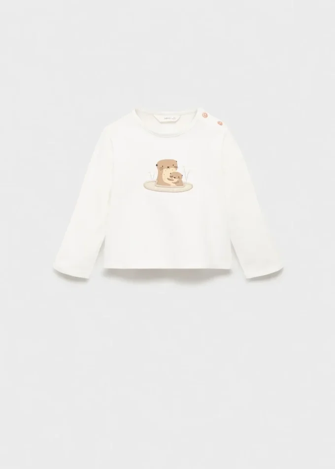 Besticktes bedrucktes T-Shirt