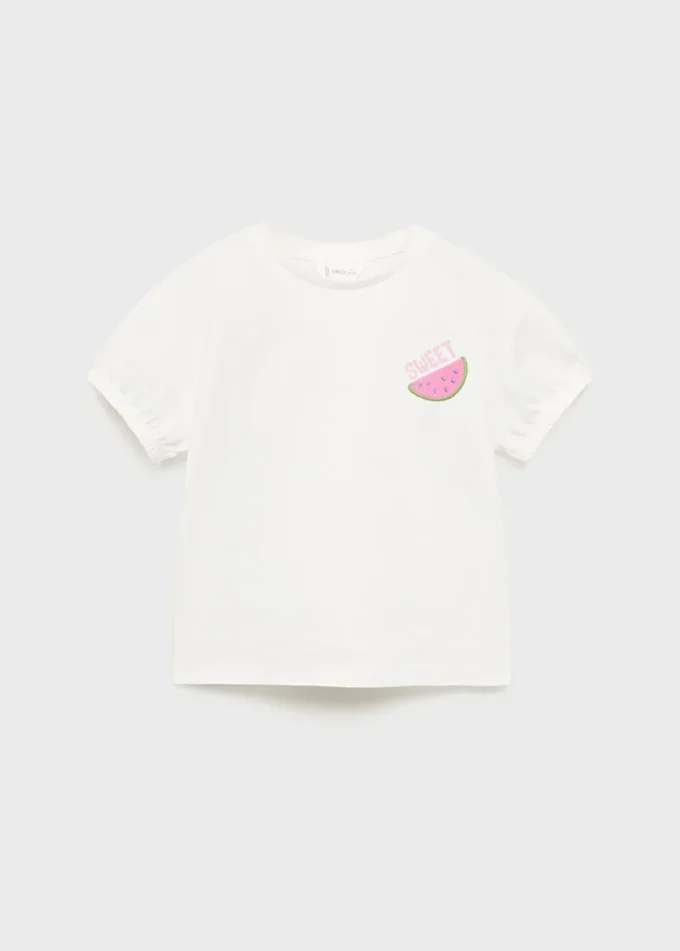 Besticktes bedrucktes T-Shirt