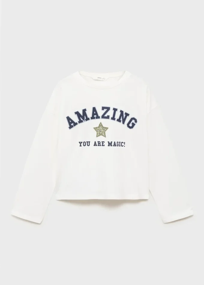 Besticktes bedrucktes T-Shirt Besticktes bedrucktes T-Shirt