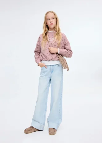 Besticktes Sweatshirt mit Blumenmuster
