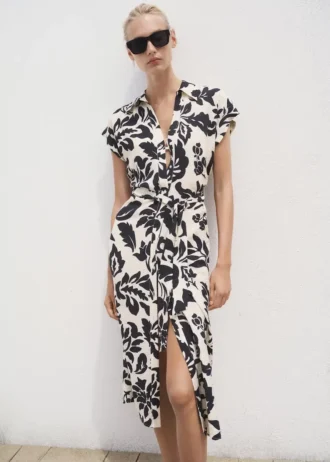 Blumendruck-Kleid im Hemdstil