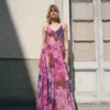 Blumiges Godet-Kleid Blumiges Godet-Kleid