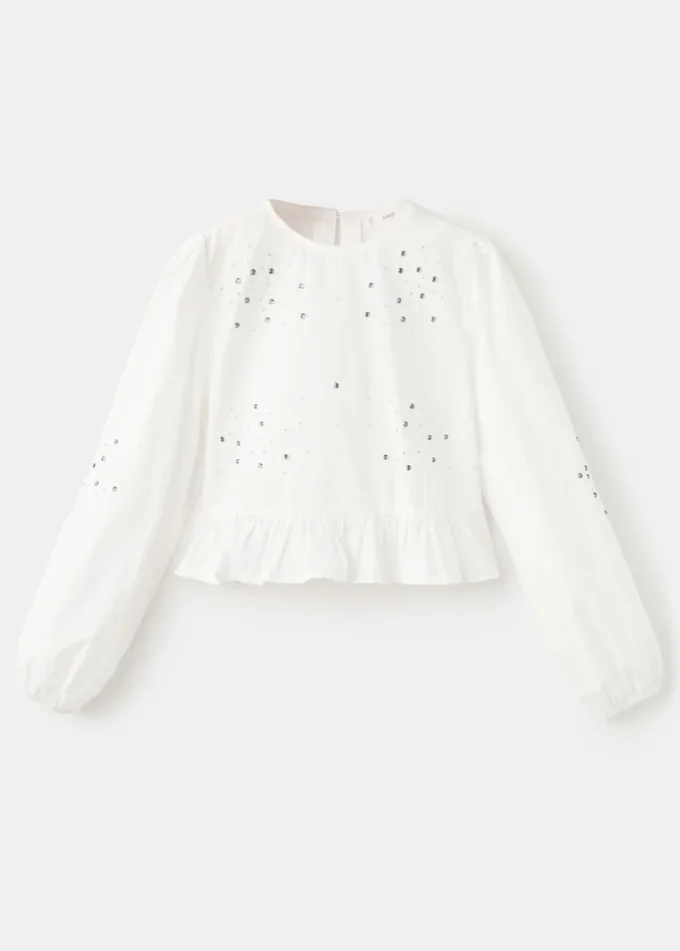 Bluse mit Perlenstickerei Bluse mit Perlenstickerei