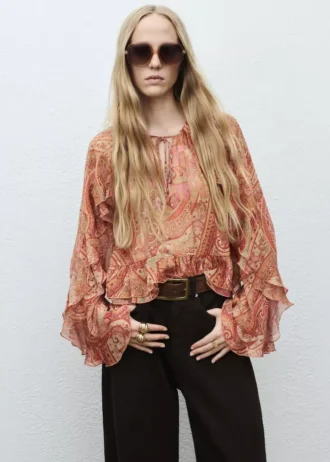Bluse mit Rüschenprint