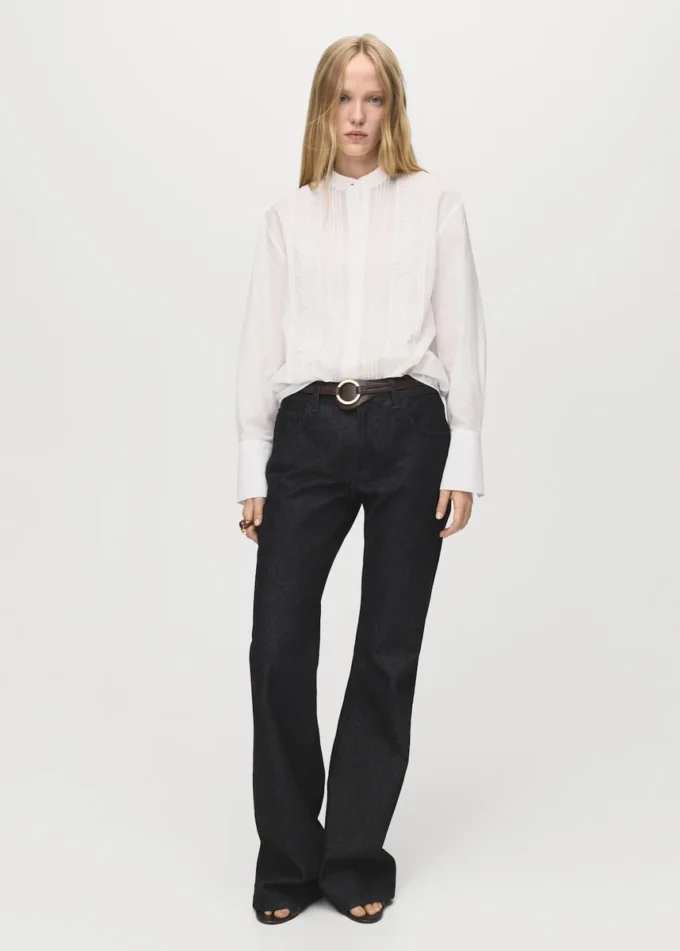 Bluse mit Spitzenbesatz