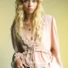 Bluse mit V-Ausschnitt und Spitzenbesatz Bluse mit V-Ausschnitt und Spitzenbesatz