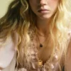 Bluse mit V-Ausschnitt und Spitzenbesatz Bluse mit V-Ausschnitt und Spitzenbesatz