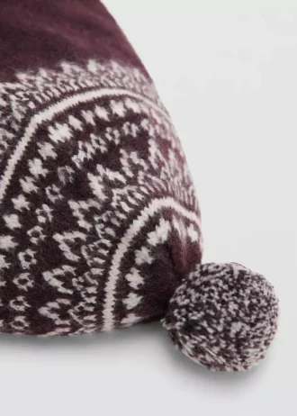 Bobble-Mütze mit Jacquard-Muster