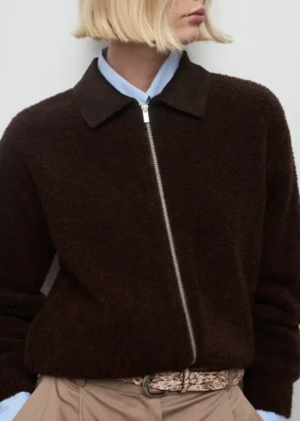 Bouclé-Jacke mit Cordkragen
