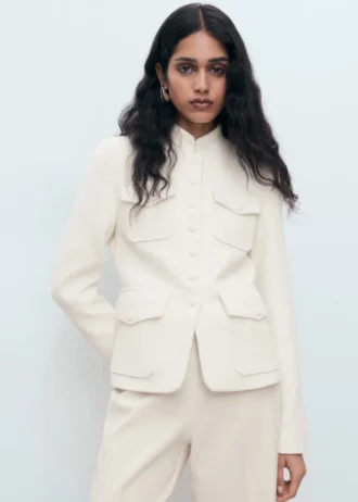 Bouclé-Jacke mit Taschen