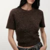 Bouclé-Pullover mit kurzen Ärmeln Bouclé-Pullover mit kurzen Ärmeln