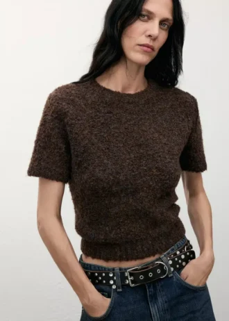 Bouclé-Pullover mit kurzen Ärmeln