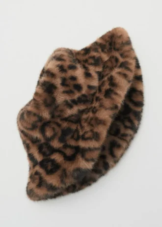 Bucket Hat aus Leoparden-Kunstfell