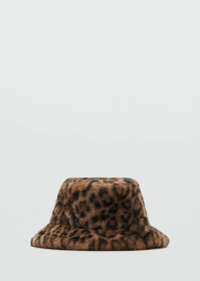 Bucket Hat aus Leoparden-Kunstfell