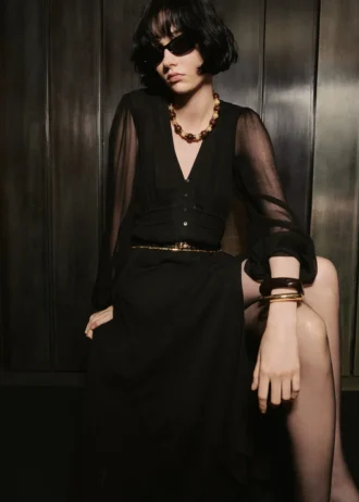 Chiffonkleid mit Puffärmeln