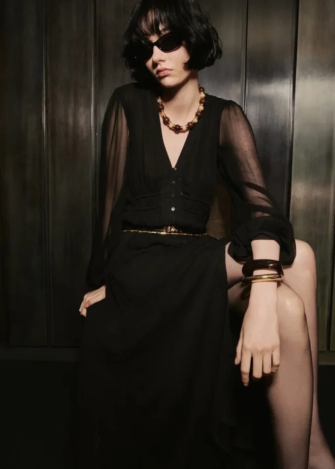 Chiffonkleid mit Puffärmeln Chiffonkleid mit Puffärmeln