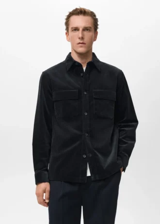 Cord-Overshirt mit Taschen