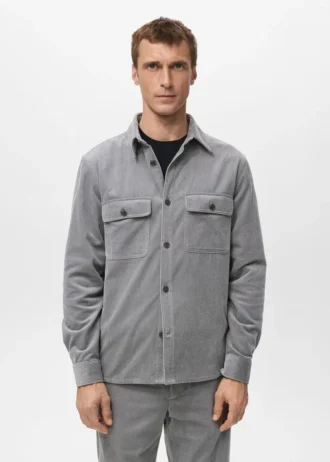 Cord-Overshirt mit Taschen