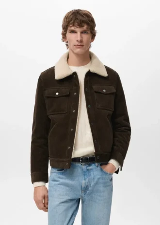 Cordjacke mit Futter in Lammfelloptik