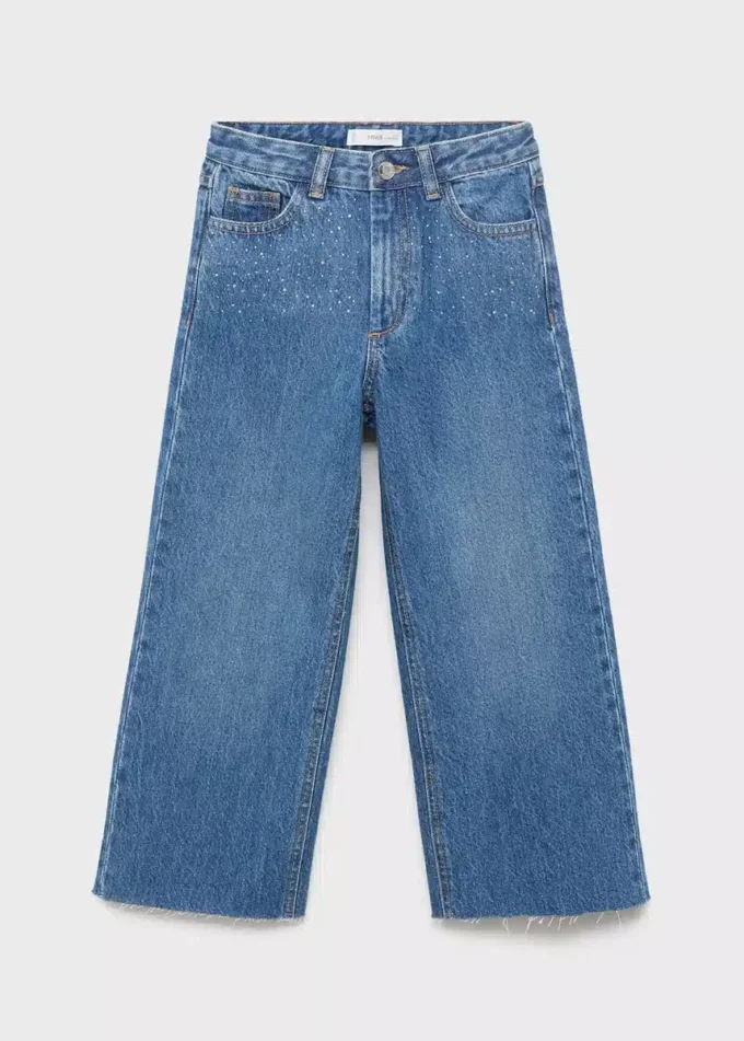 Culotte-Jeans mit Strasssteinen Culotte-Jeans mit Strasssteinen