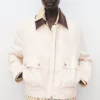 Denim-Barnjacke mit kontrastierendem Kragen Denim-Barnjacke mit kontrastierendem Kragen