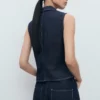 Denim-Oberteil mit Kontrastnähten Denim-Oberteil mit Kontrastnähten