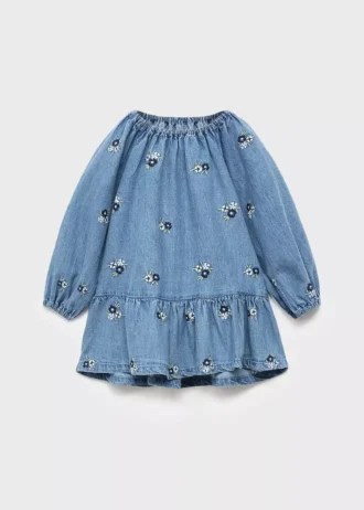 Denimkleid mit Blumenstickerei