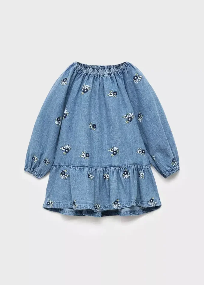 Denimkleid mit Blumenstickerei Denimkleid mit Blumenstickerei