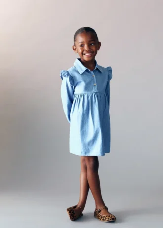 Denimkleid mit Rüschen