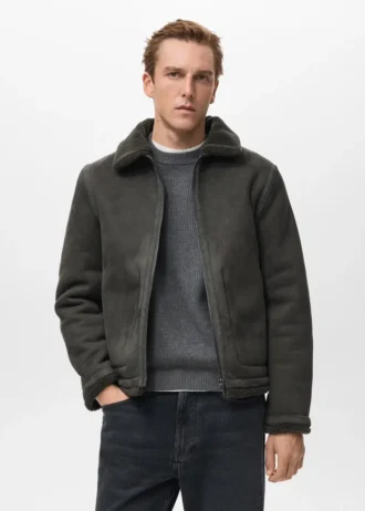 Doppelseitige Jacke mit Details aus Schaffell