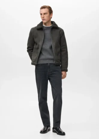 Doppelseitige Jacke mit Details aus Schaffell